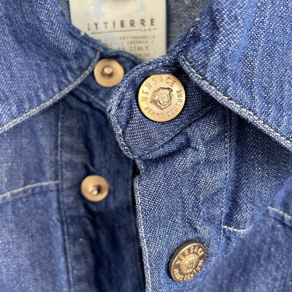 VINTAGE VERSACE JEAN COUTURE ITTIERRE Men’s Denim Jean Shirt Size M - Picture 5 of 14